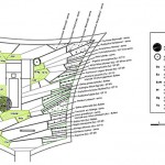 Chaumont-sur-Loire, Plan niveau massif 1-50 – dessin d’étude pour composition des niveaux du jardin.